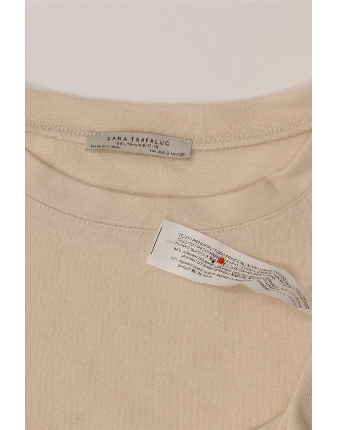 Zara Womens Oversized Top Long Sleeve UK 10 Small Beige Colourblock