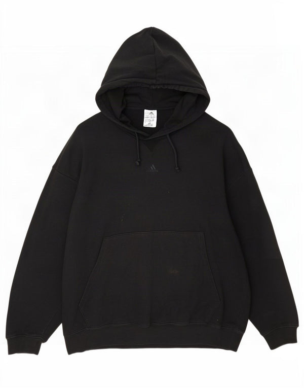 Felpa con cappuccio da uomo vestibilità ampia Adidas 2XL cotone nero