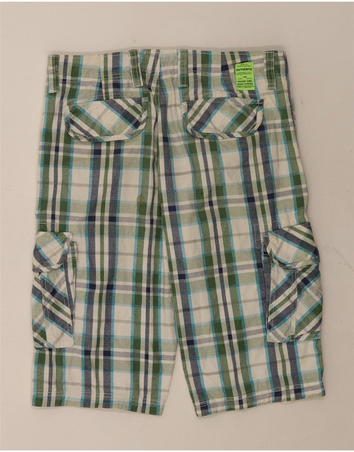 ZONE Mens Cargo Shorts IT 46 Small W32  Multicoloured Check Cotton