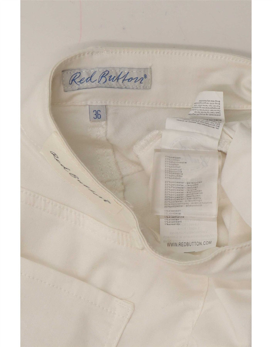 Pantaloncini casual da donna con bottone rosso EU 36 Small W27 Cotone bianco
