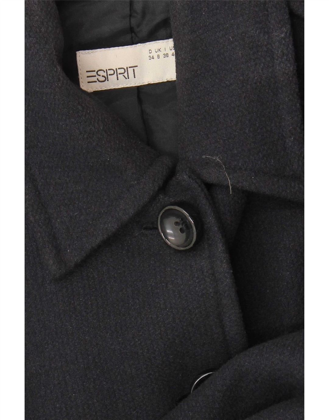 Esprit Womens Overcoat UK 8 Small Navy Blue Cotton