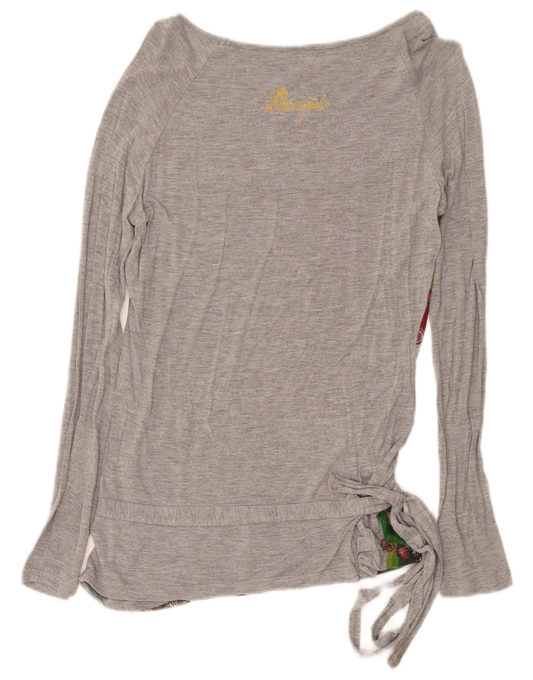 Desigual Femme Graphic Top Manches Longues UK 12 Gris Moyen Géométrique