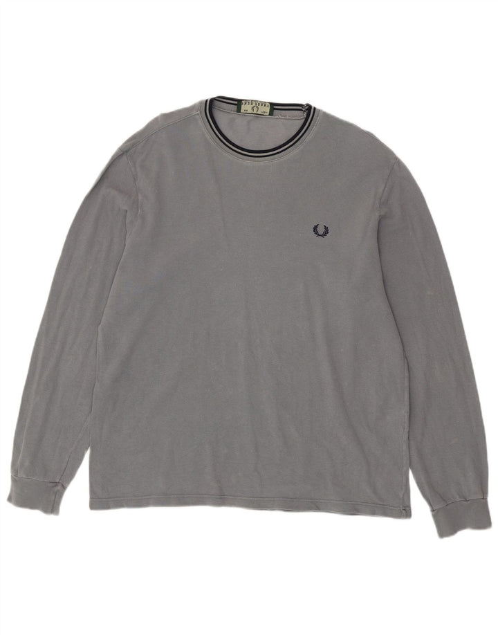 FRED PERRY Herre top Langærmet mellemgrå bomuld