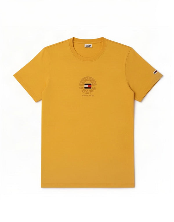 Tommy Hilfiger Mens Graphic T-Shirt Top Medium Yellow Cotton
