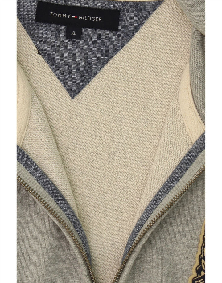 TOMMY HILFIGER Mens Tracksuit Top Jacket XL Grey Cotton Vintage Tommy Hilfiger and Second-Hand Tommy Hilfiger from Messina Hembry 