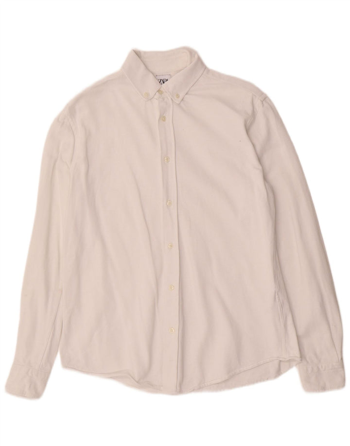 ZARA Mens Regular Fit Shirt Medium White Cotton