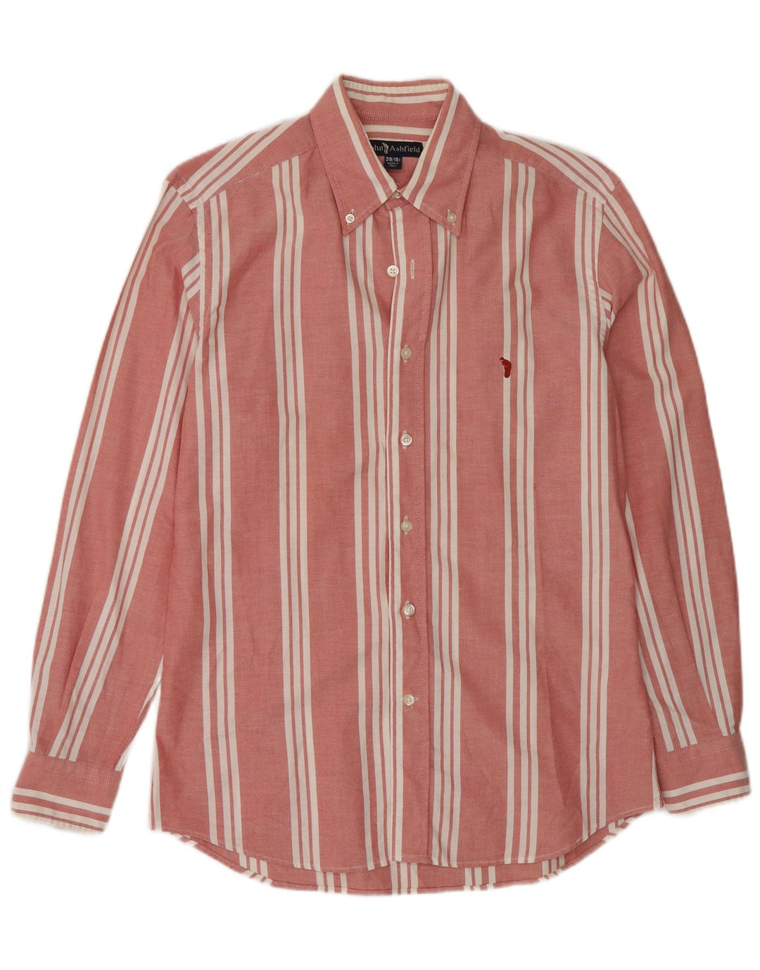 John Ashfield Mens Shirt Size 39 15 1/2 Medium Red Striped