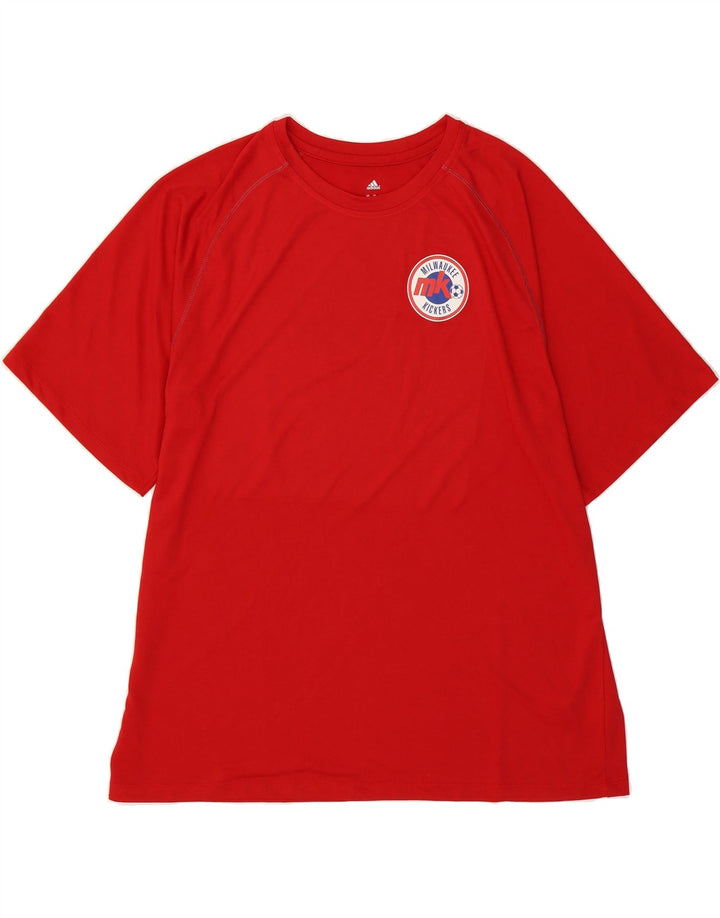 ADIDAS Mens Graphic T-Shirt Top XL Red Polyester Vintage Adidas and Second-Hand Adidas from Messina Hembry 
