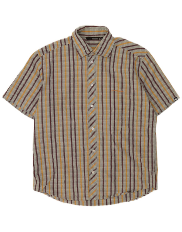 Quiksilver Chemise à Manches Courtes Homme XL Gris Rayé Coton