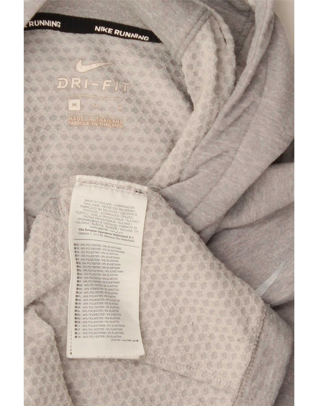 Nike - Camiseta con capucha Dri Fit para hombre, manga larga, poliéster moteado en gris medio