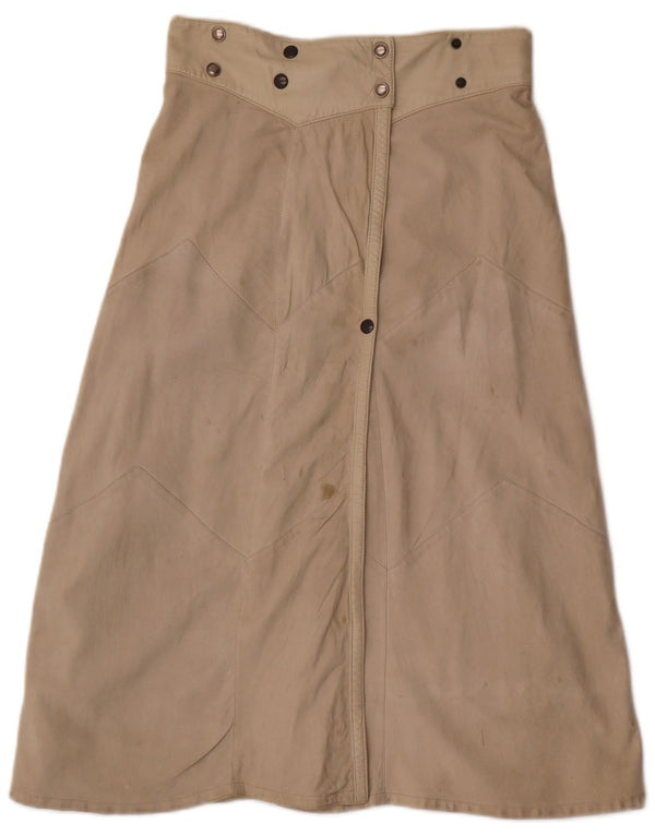 Falda de cuero para mujer Pret-a-Porter IT 40 Small W26 Beige