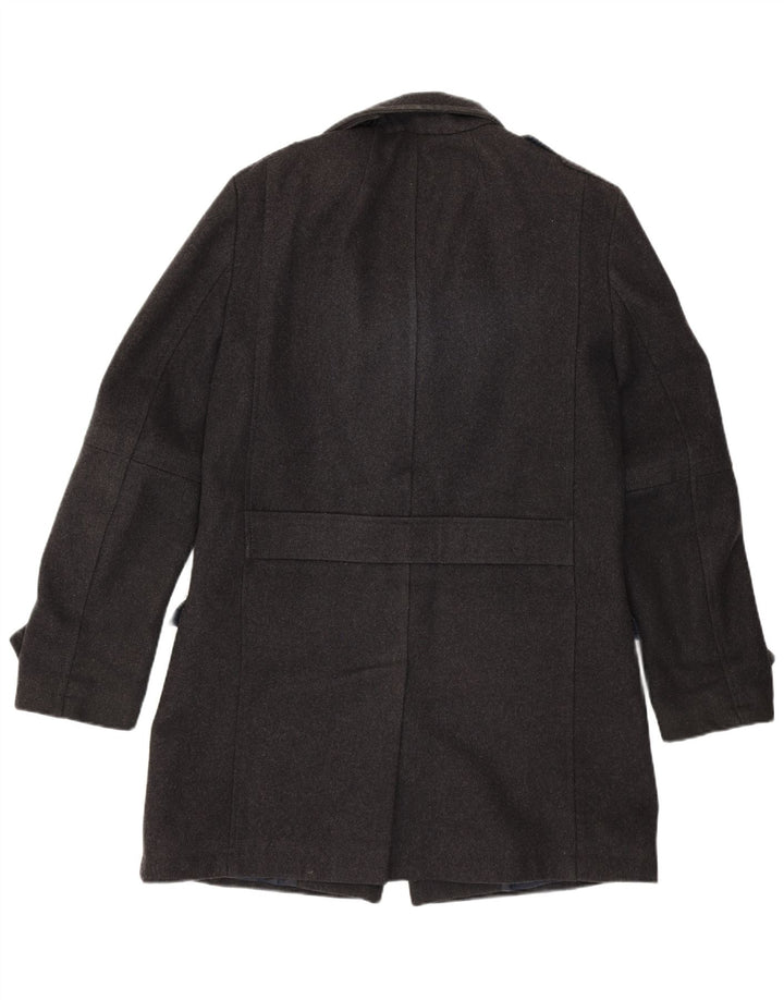 FRENCH CONNECTION Mens Military Overcoat UK 40 Large Grey Wool