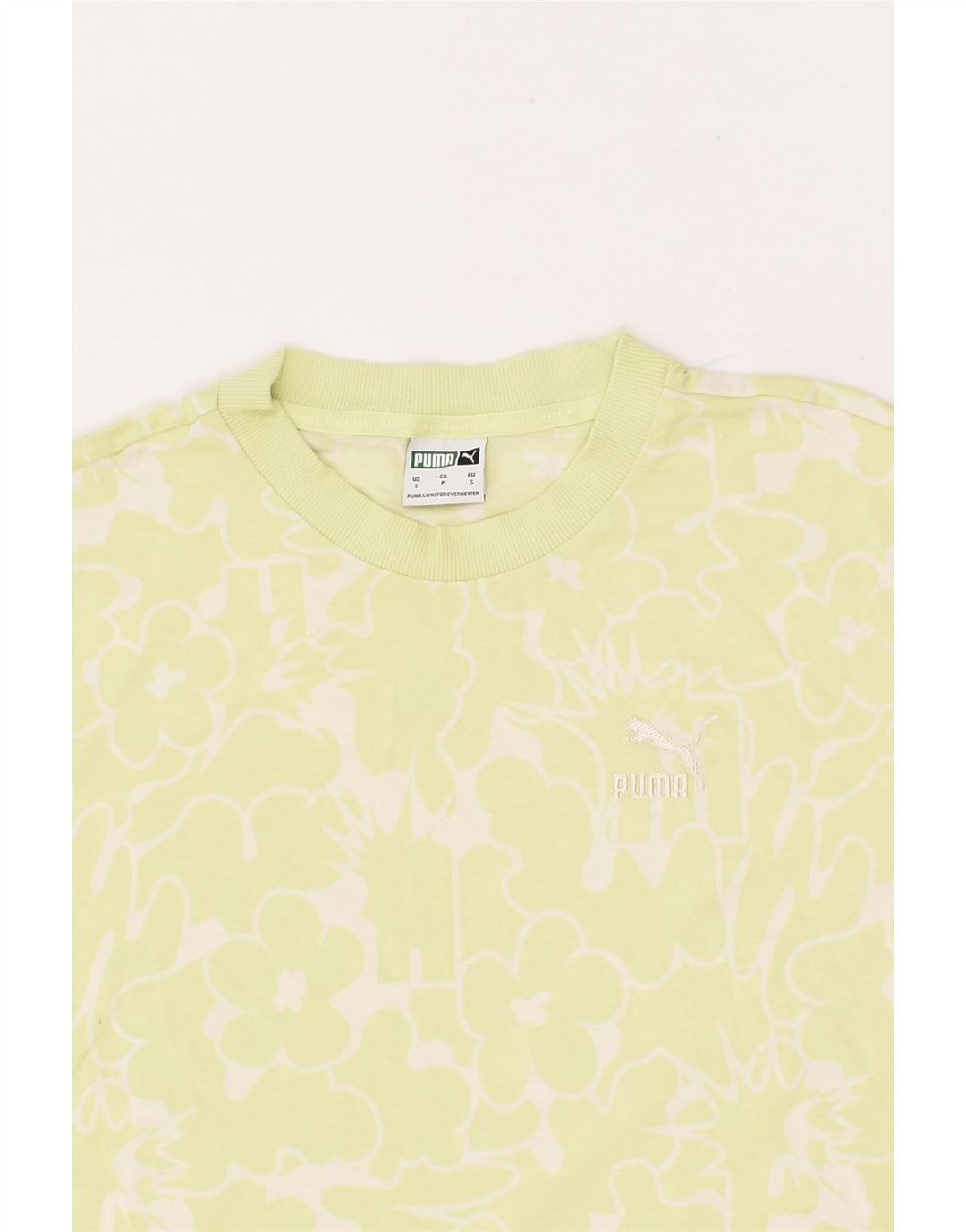 PUMA Mens T-Shirt Top Small Green Floral Cotton | Vintage Puma | Thrift | Second-Hand Puma | Used Clothing | Messina Hembry 