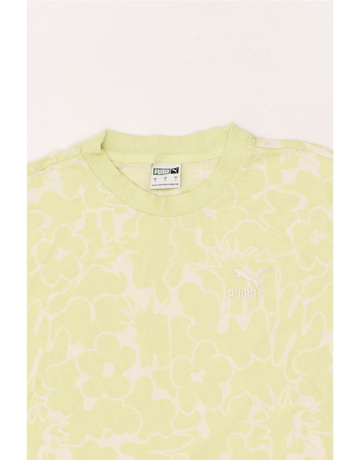 PUMA Mens T-Shirt Top Small Green Floral Cotton | Vintage Puma | Thrift | Second-Hand Puma | Used Clothing | Messina Hembry 