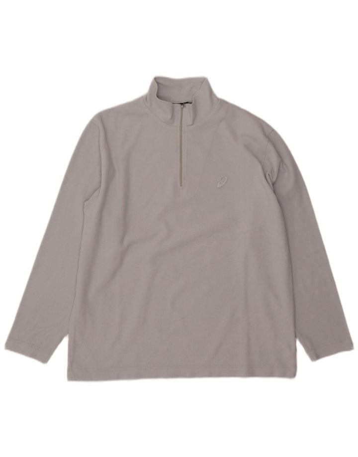 Asics Ανδρικό φερμουάρ Fleece Jumper με μεγάλο γκρι πολυεστέρα