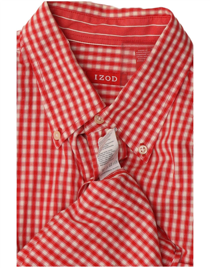 IZOD Herrenhemd aus mittelroter Gingham-Baumwolle