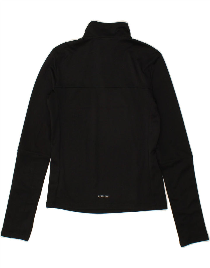 ADIDAS Womens Zip Neck Pullover Tracksuit Top UK 4/6 XS Black Polyester Vintage Adidas and Second-Hand Adidas from Messina Hembry 