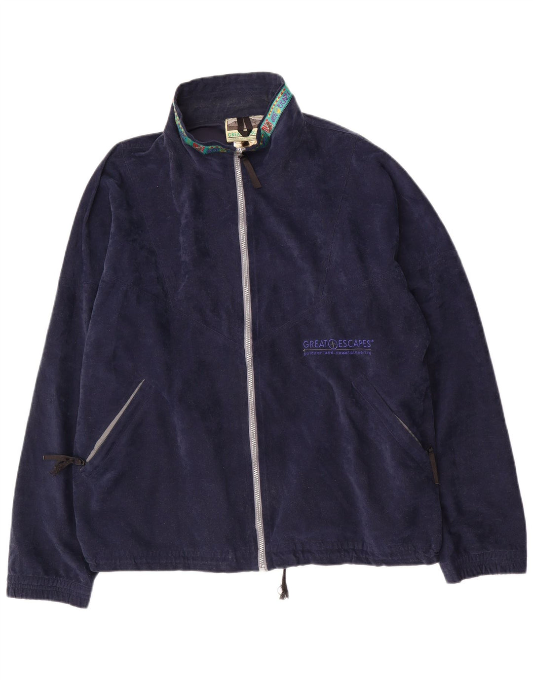 GREAT ESCAPES Mens Fleece Jacket UK 42 XL Navy Blue Polyester