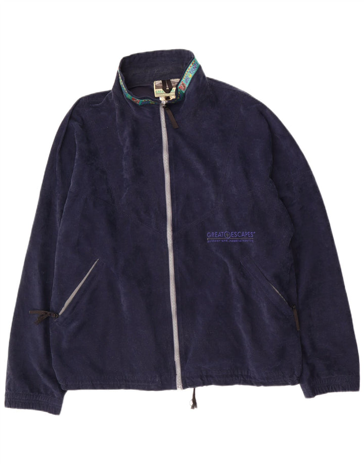 GREAT ESCAPES Mens Fleece Jacket UK 42 XL Navy Blue Polyester