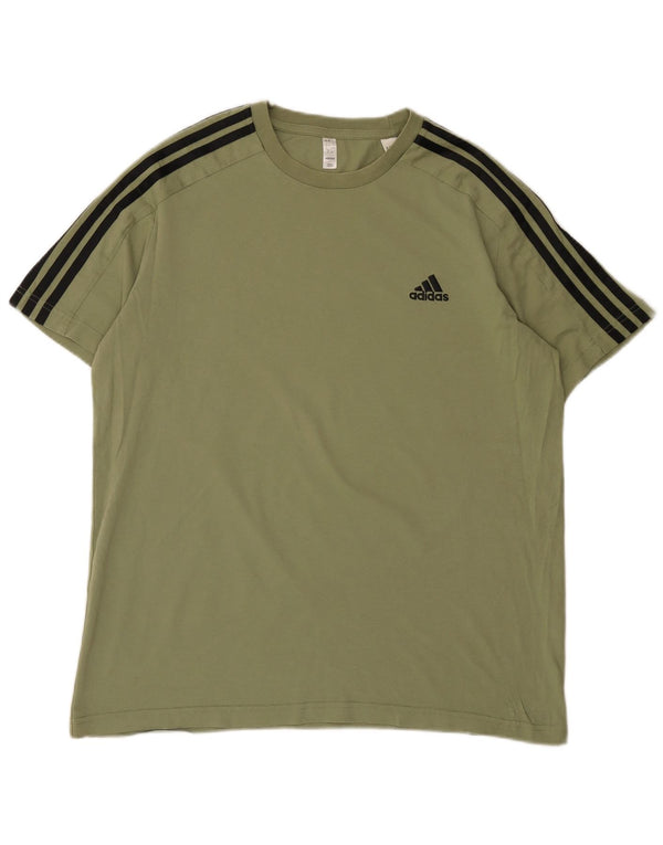 Adidas Mens T-Shirt Top Large Khaki