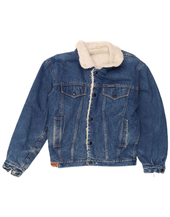 Vintage Mens Denim Sherpa Jacket UK 38 Medium Blue