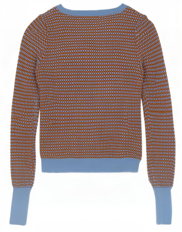 Pulover pentru femeie cu gât de barcă Zara UK 8 mic maro colorblock