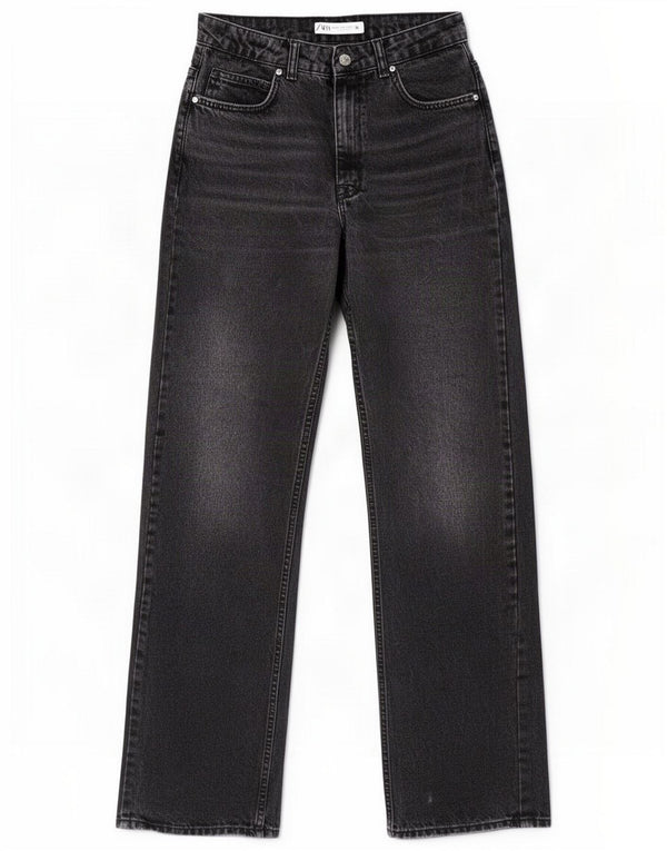 Zara Damen Straight Jeans EU 38 Small W28 L31 Schwarz