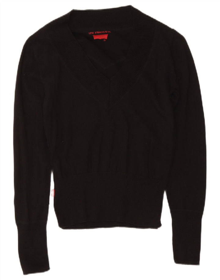 Levi's Womens V-Neck Jumper Sweater UK 12 Medium Black Cotton