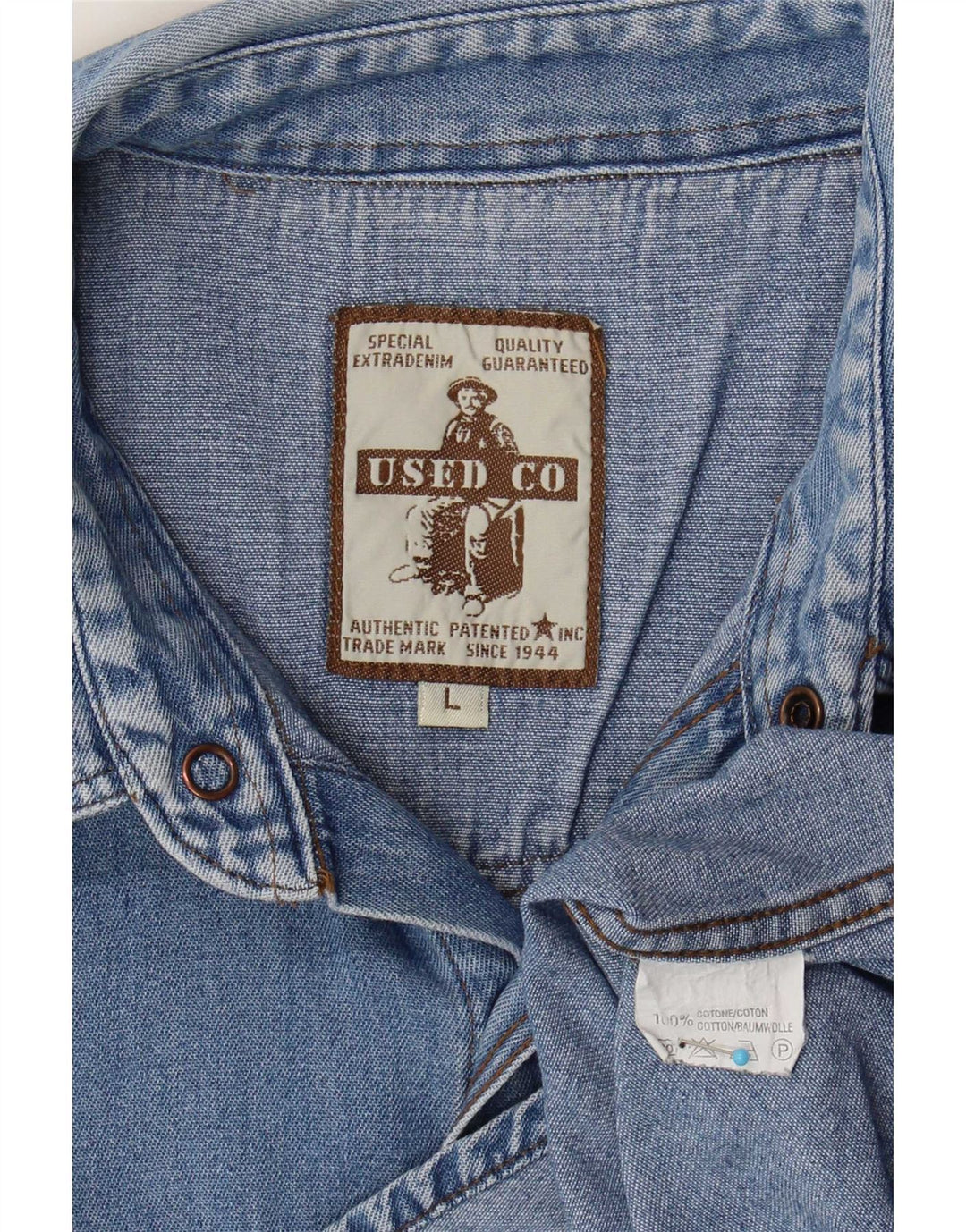 Vintage Mens Denim Shirt Large Blue Cotton