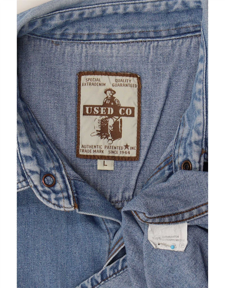 Vintage Mens Denim Shirt Large Blue Cotton