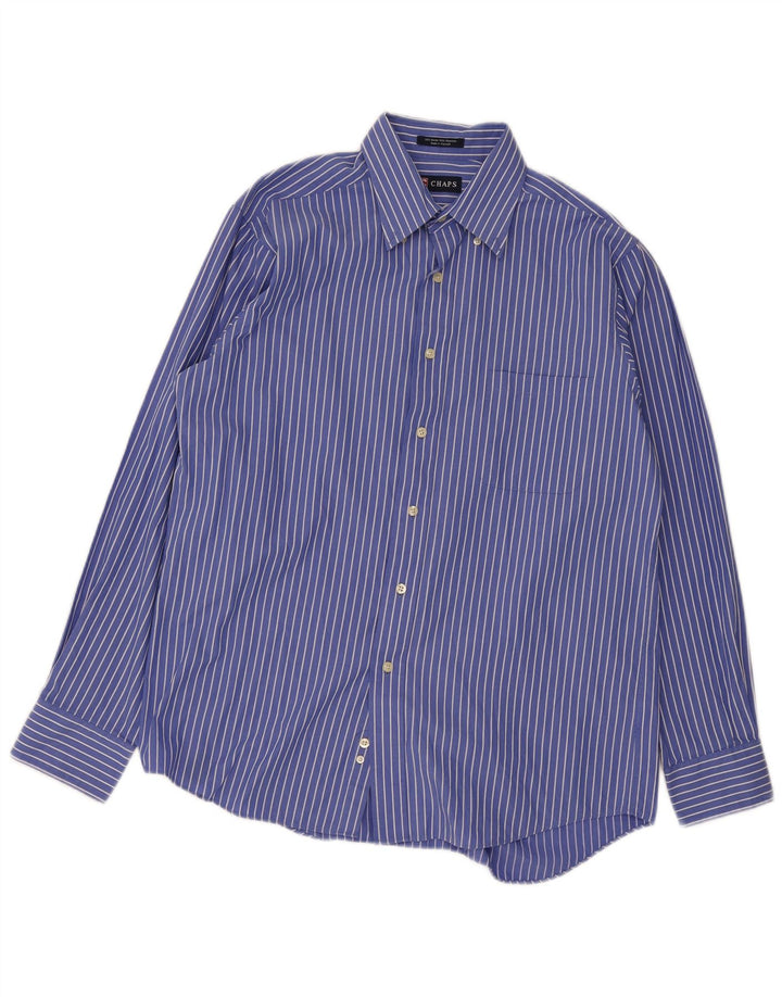Chaps Mens Shirt Size 16 Large Blue Pinstripe Cotton