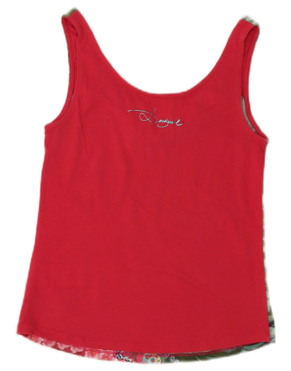 Desigual Womens Vest Top UK 14 Medium Multicolore Floral Cotton Festival