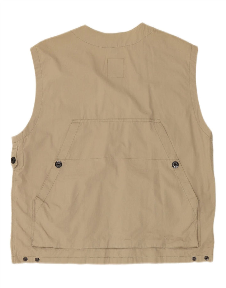 BELFE & BELFE Mens Utility Gilet IT 48 Medium Beige Cotton