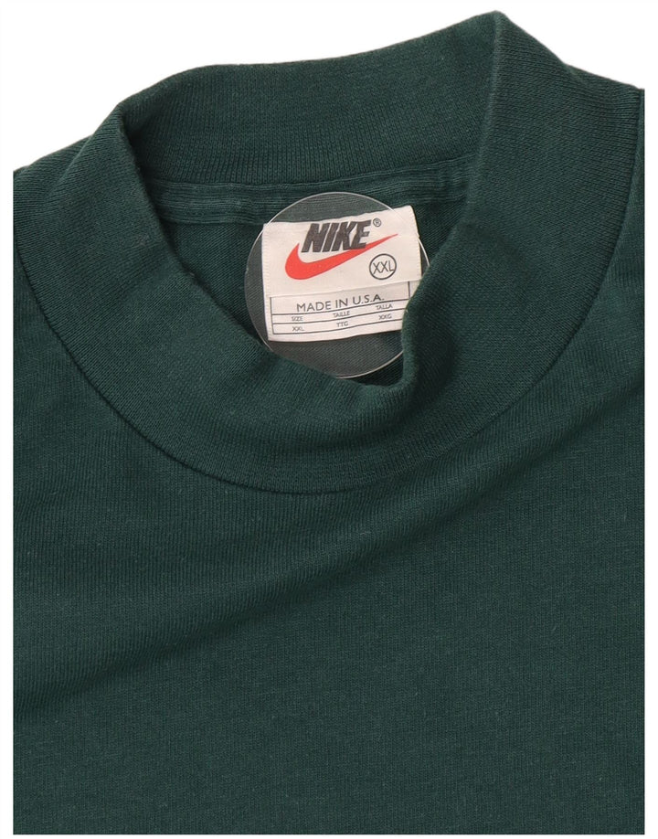 Nike Mens Top Long Sleeve 2XL Green Cotton