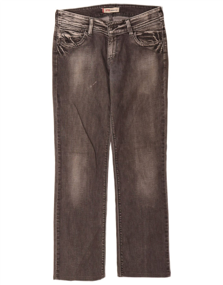 Levi's Womens 570 Straight Jeans W32 L34 Grey Cotton