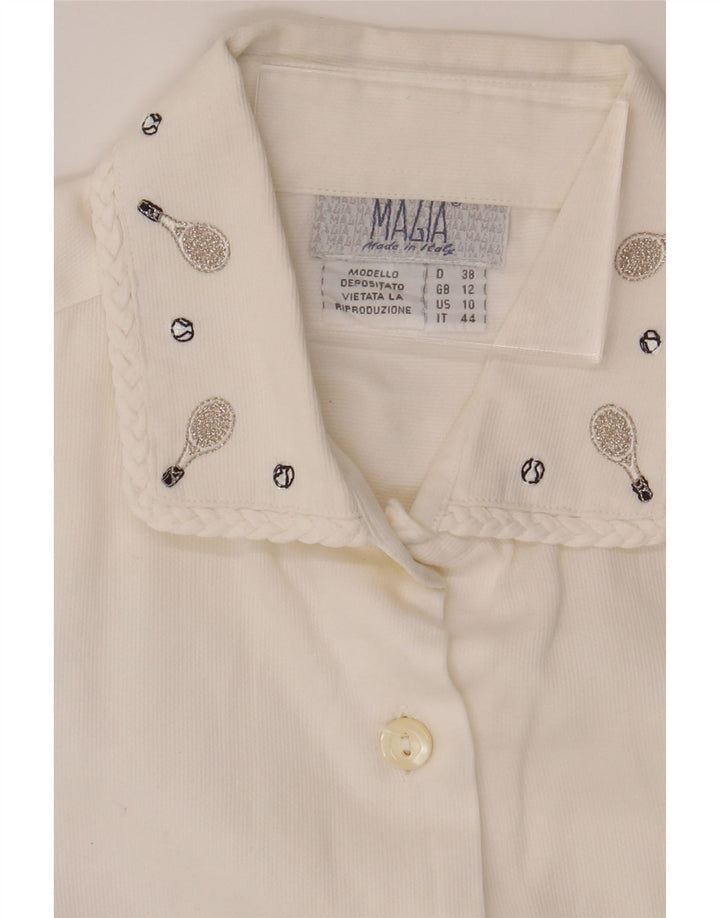 VINTAGE Womens Shirt Blouse UK 12 Medium White Vintage Vintage and Second-Hand Vintage from Messina Hembry 