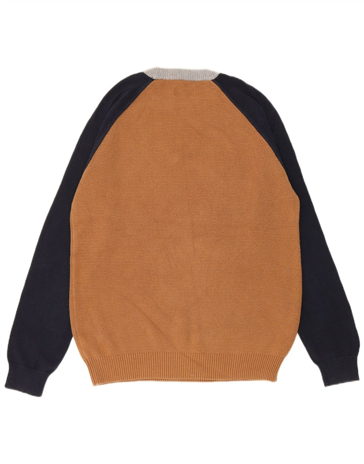 Jack Wills Mens Crew Neck Jumper Sweater Medium Brown Colourblock