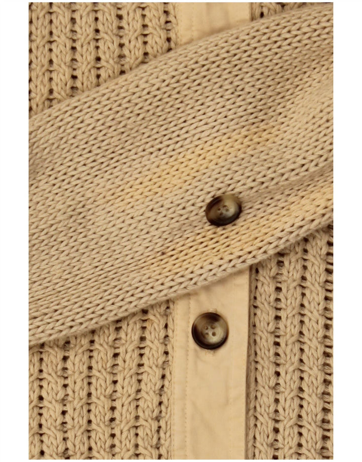 Massimo Dutti Womens Cardigan Sweater UK 12 Medium Beige Cotton