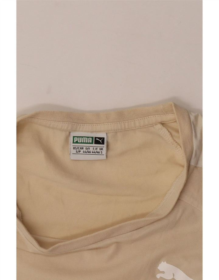 Puma Mens T-Shirt Top Small Beige Colourblock