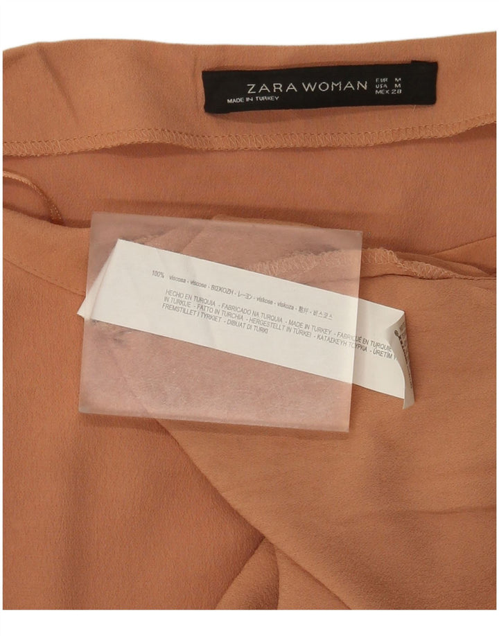 Zara Womens Top Long Sleeve UK 12 Medium Brown Viscose