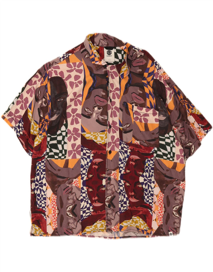 ELEMENT Mens Abstract Pattern Short Sleeve Shirt Small Multicoloured Vintage Element and Second-Hand Element from Messina Hembry 