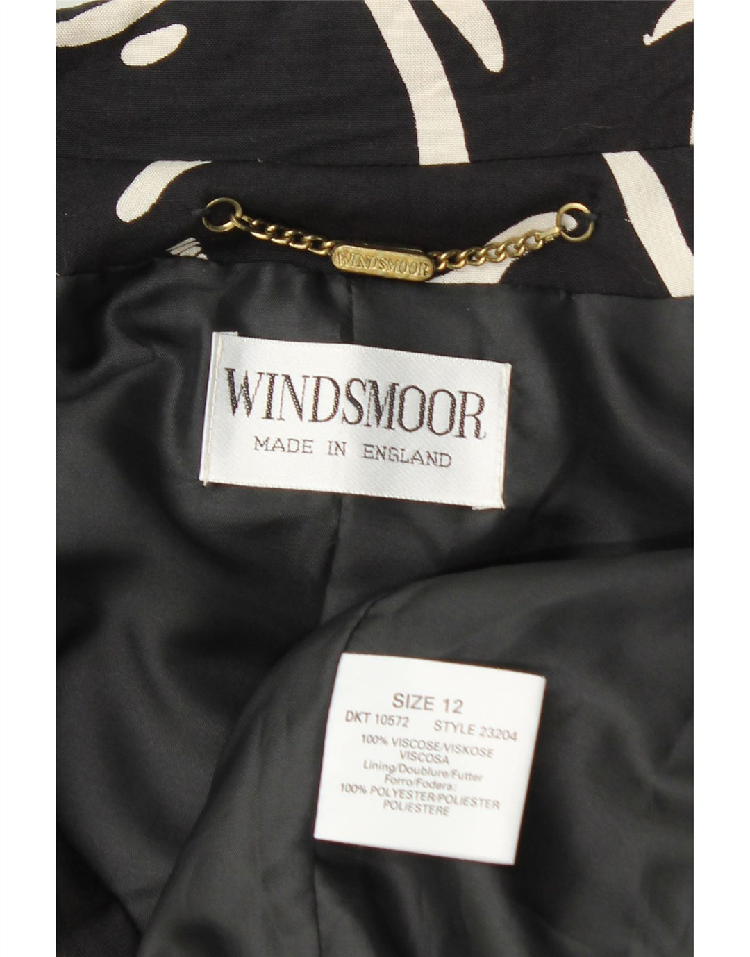 WINDSMOOR Womens Short Sleeve Blazer Jacket UK 12 Medium  Black Geometric Vintage Windsmoor and Second-Hand Windsmoor from Messina Hembry 