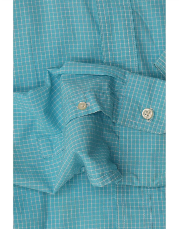 Chaps Mens Easy Care Shirt XL Blue Check Cotton