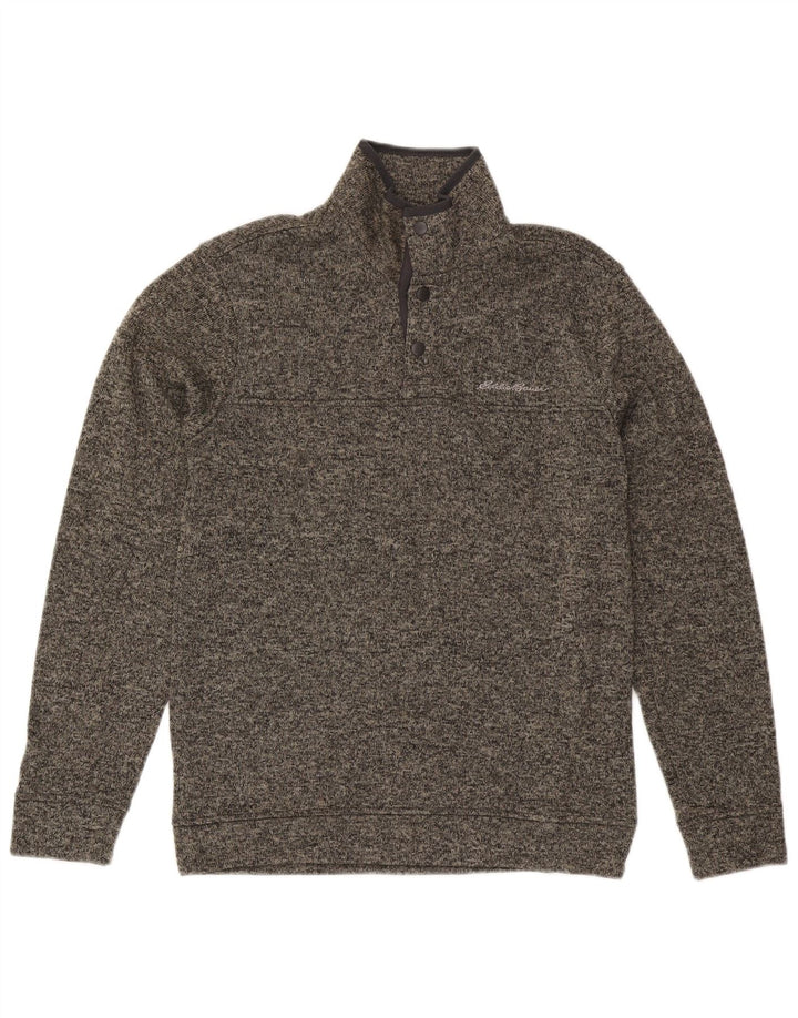 Eddie Bauer Sweat-shirt à col boutonné pour homme Petit polyester moucheté gris