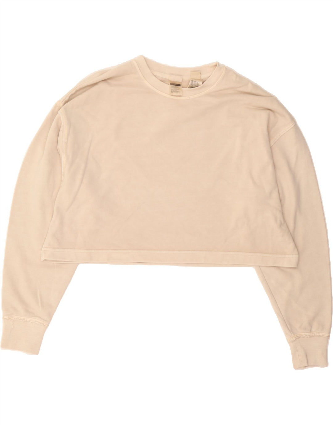 LEVI'S Womens Crop Oversized Sweatshirt Jumper UK 6 XS Beige Cotton Vintage Levi's and Second-Hand Levi's from Messina Hembry 
