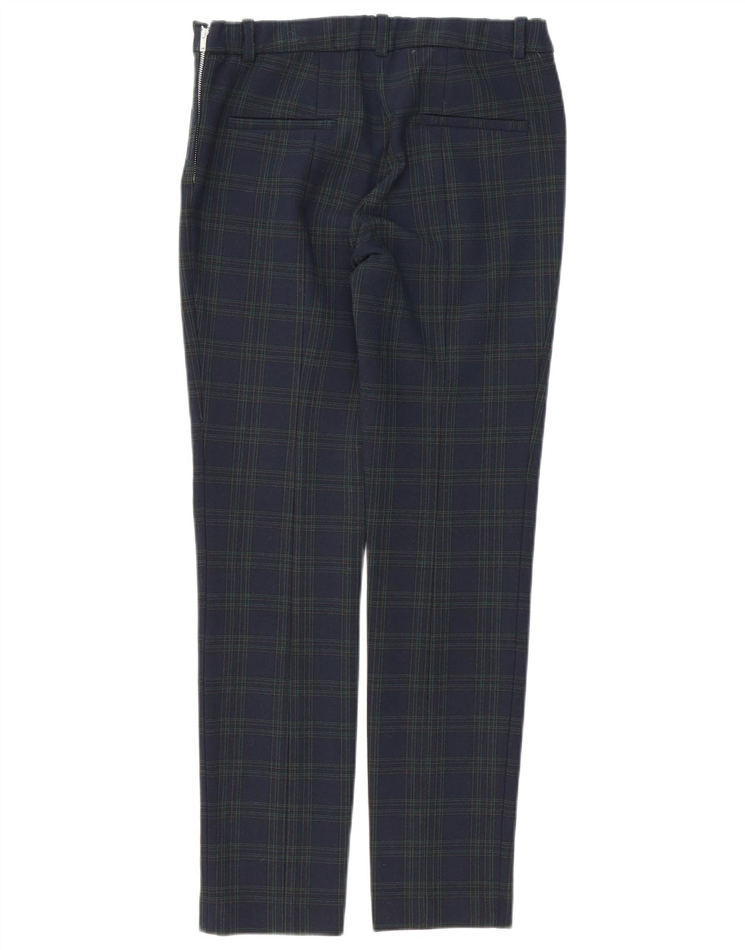 ZARA Womens Slim Suit Trousers Medium W30 L28 Navy Blue Check Polyester