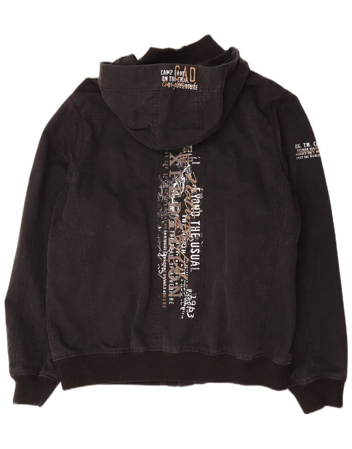 Camp David Mens Graphic Bomber Jacket UK 42 XL Black Cotton