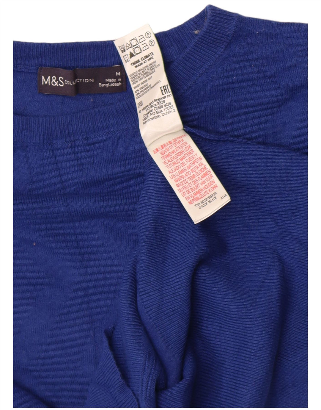 Marks & Spencer Womens Crew Neck Jumper Sweater UK 14 Medium Blue Geometric