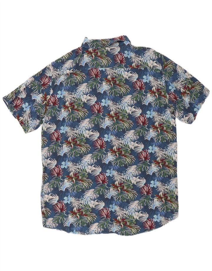 Mistral Mens Short Sleeve Shirt IT 48 Medium Blue Floral Viscose