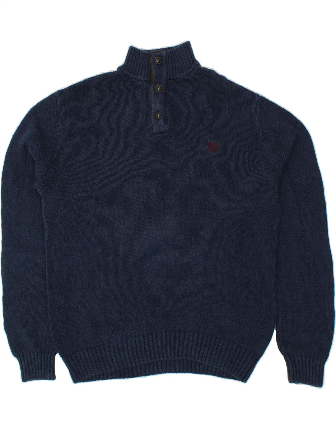 CHAPS Mens Button Neck Jumper Sweater Large Navy Blue Cotton Vintage Chaps and Second-Hand Chaps from Messina Hembry 